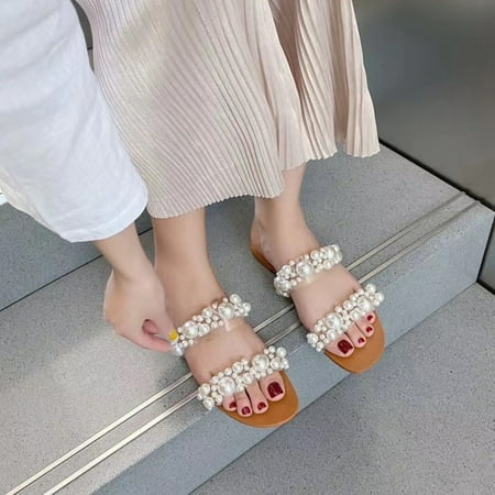 ZXHACSJ Women Flat Bohemian Transparent Flat Bottom Pearl Versatile Crystal Sandals Beige 42
ZXHACSJ Women Flat Bohemian Transparent Flat Bottom Pearl Versatile Crystal Sandals Beige 42