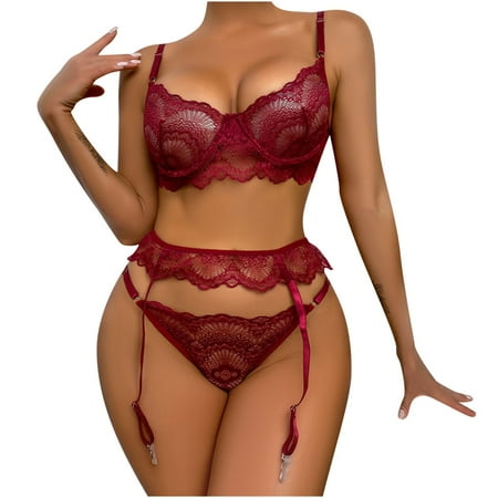 LONKITO Lingerie for Women Exquisite Mesh Embroidery Lingerie Bra+Garter+Briefs Set Babydoll Cut-Out Sleepwear Wine L Gifts
LONKITO Lingerie for Women Exquisite Mesh Embroidery Lingerie Bra+Garter+Briefs Set Babydoll Cut-Out Sleepwear Wine L Gifts