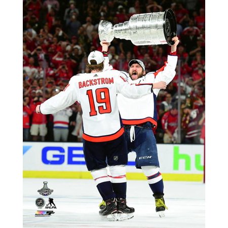 Alex Ovechkin & Nicklas Backstrom with the Stanley Cup Championship Trophy Game 5 of the 2018 Stanley Cup Finals Photo Print