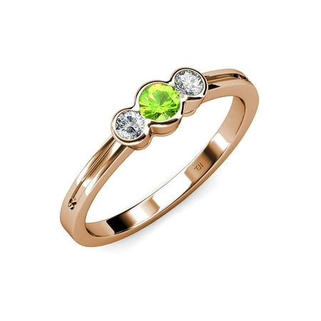 Peridot and Diamond (SI2-I1 G-H) Three Stone Ring 0.56 ct tw in 14K Rose Gold.size 4.0
Peridot and Diamond (SI2-I1 G-H) Three Stone Ring 0.56 ct tw in 14K Rose Gold.size 4.0