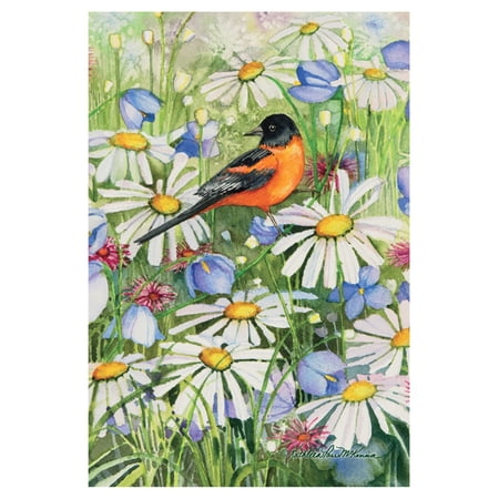 Toland Home Garden Baltimore Oriole and Daisies Flag