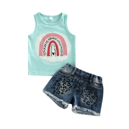 Suanret 2PCS Toddlers Girls Summer Streetwear Set Letter Butterfly Daisy Print Round Neck Vest Denim Shorts Green 4-5 Years
Suanret 2PCS Toddlers Girls Summer Streetwear Set Letter Butterfly Daisy Print Round Neck Vest Denim Shorts Green 4-5 Years