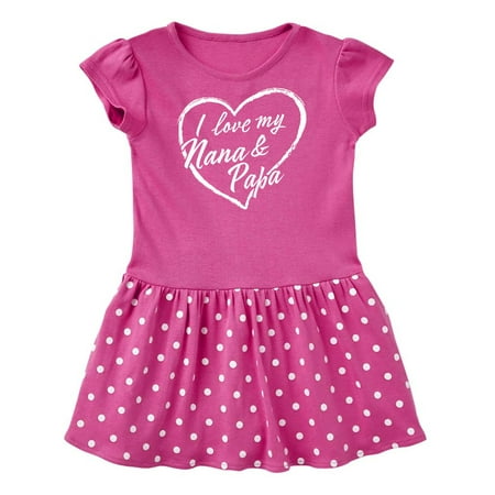 Inktastic I Love My Nana and Papa in White Chalk Heart Gift Baby Girl Dress