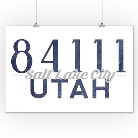 Salt Lake City, Utah - 84111 Zip Code (Blue) - Lantern Press Artwork (9x12 Art Print, Wall Decor Travel Poster)