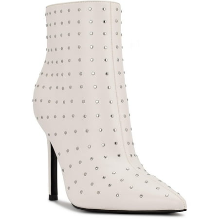 Nine West Womens Faux Leather Embossed Ankle Boots