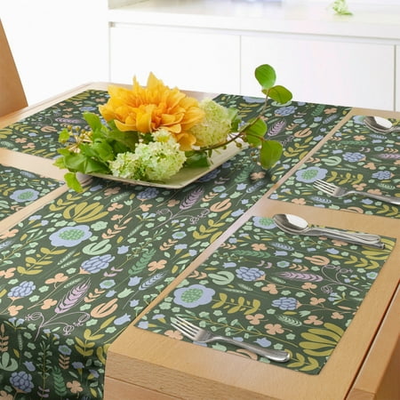 Floral Table Runner & Placemats Colorful Flower Assortment Spring Beauty Set for Dining Table Decor Placemat 4 pcs + Runner 12 x72 Reseda Green Multicolor by Ambesonne
Floral Table Runner & Placemats Colorful Flower Assortment Spring Beauty Set for Dining Table Decor Placemat 4 pcs + Runner 12 x72 Reseda Green Multicolor by Ambesonne