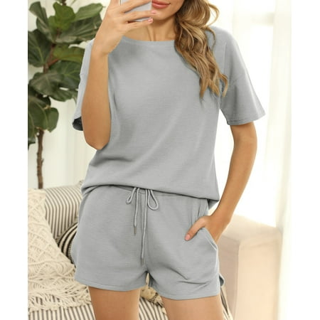GRTXIN Comfortable Summer Short Sleeve Two Piece Threaded Sports Round Neck Casual Homewear Solid Color Pajamas
GRTXIN Comfortable Summer Short Sleeve Two Piece Threaded Sports Round Neck Casual Homewear Solid Color Pajamas