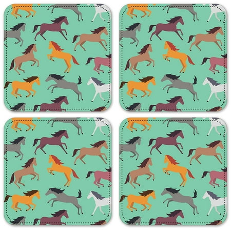 Vinyl Drink Coasters - Set of 4 - Seamless Horses