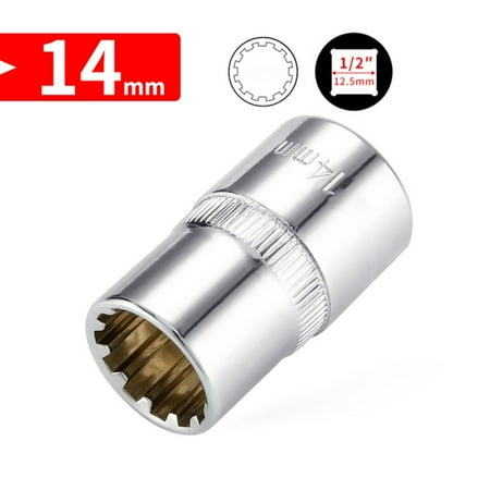 12 Point Mirror Short Socket Head 1/2Inch Drive Torx Bit Ratchet Wrench Adapter