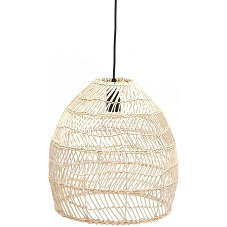 FETCOI Bamboo Wicker Rattan Chandelier Rustic Pendant Light
