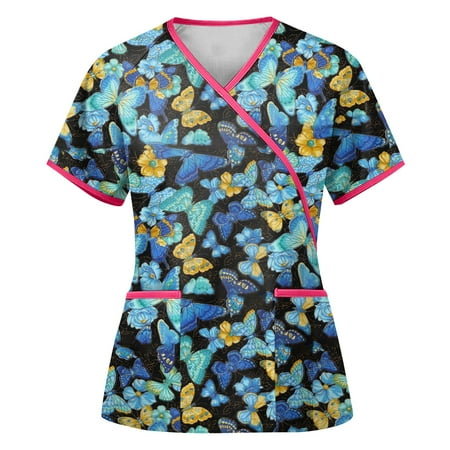 Qcmgmg Women s Summer Casual Short Sleeve V Neck Classic Fit Floral Scrub Top Female L
Qcmgmg Women s Summer Casual Short Sleeve V Neck Classic Fit Floral Scrub Top Female L