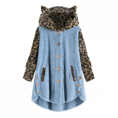 Women s Plus Size Hooded Pullovers Coat-Button Up Leopard Print Long- Sleeves Patchwork Cartoon Cat Sweaters Pajamas
Women s Plus Size Hooded Pullovers Coat-Button Up Leopard Print Long- Sleeves Patchwork Cartoon Cat Sweaters Pajamas