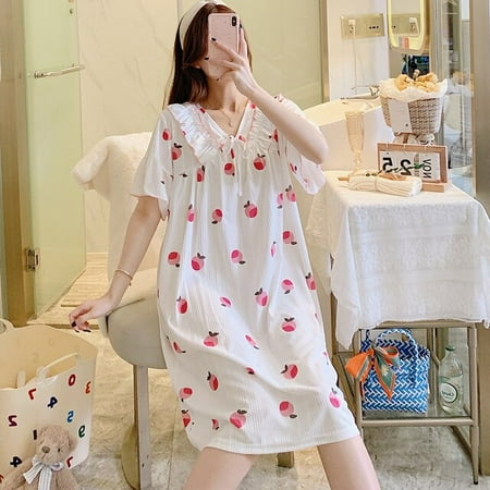 PIKADINGNIS Spring Summer Thin Cotton Womens Sleepwear Short Leisure Sleepshirt Long Print Ladies Nightgown Shirt Girl Outwear Nightdress
PIKADINGNIS Spring Summer Thin Cotton Womens Sleepwear Short Leisure Sleepshirt Long Print Ladies Nightgown Shirt Girl Outwear Nightdress