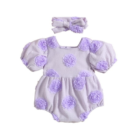 MissiMae Infant Baby Girls Romper 3D Flower Short Sleeve Square Neck Jumpsuits Baby Bodysuits with Headband 3-24M
MissiMae Infant Baby Girls Romper 3D Flower Short Sleeve Square Neck Jumpsuits Baby Bodysuits with Headband 3-24M