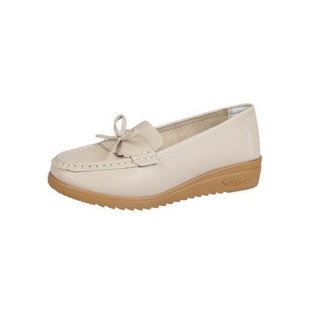 Lacyhop Womens Casual Shoe Bow Wedge Loafers Non-slip Flats Work Solid Color Boat Shoes Soft Slip On Loafer Beige 5.5
Lacyhop Womens Casual Shoe Bow Wedge Loafers Non-slip Flats Work Solid Color Boat Shoes Soft Slip On Loafer Beige 5.5