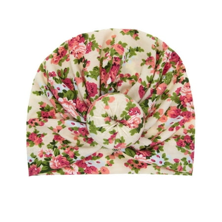 Relanfenk Baby Hats Boy Girl Knotted Floral Print Flower Beanie Headwear Cap Hat