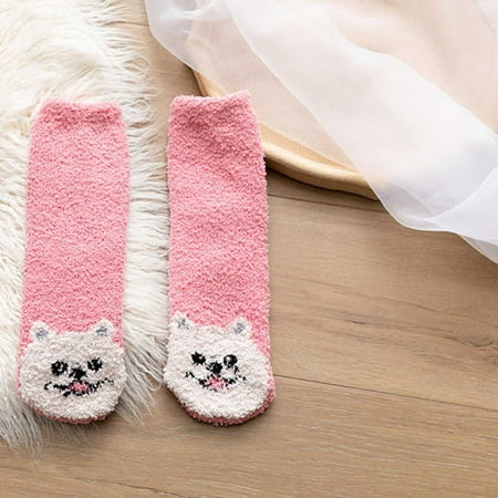FZM Adult Animal Print Lovely Puppy Plush Middle Tude Socks Home Stockings