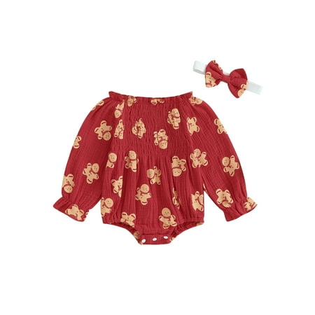 Qtinghua 2Pcs Infant Baby Girls Christmas Outfits Long Sleeve Gingerbread Man Print Romper+Headband Clothes Red 6-12 Months
Qtinghua 2Pcs Infant Baby Girls Christmas Outfits Long Sleeve Gingerbread Man Print Romper+Headband Clothes Red 6-12 Months