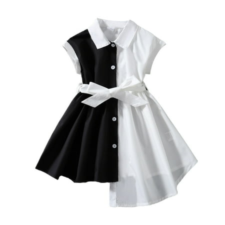 Kucnuzki Infant Baby Girl Clothes 4T Summer Dress 5T Short Sleeve Contrast Color Lapel Collar Belt-Tie Cozy Dress Black
Kucnuzki Infant Baby Girl Clothes 4T Summer Dress 5T Short Sleeve Contrast Color Lapel Collar Belt-Tie Cozy Dress Black