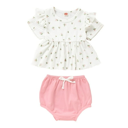 Baby Girls Outfits Short Sleeve Floral Print Ruffle Sleeve Dress Top + Shorts 2Pcs Clothes Set 12-18 Months White
Baby Girls Outfits Short Sleeve Floral Print Ruffle Sleeve Dress Top + Shorts 2Pcs Clothes Set 12-18 Months White