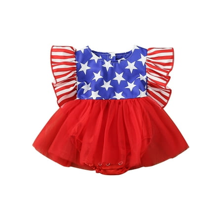Nokpsedcb Independence Day Infant Baby Girls Romper Star Stripe Printing Fly Sleeve Mesh Skirt Splicing Jumpsuit Red Blue 6-12 Months
Nokpsedcb Independence Day Infant Baby Girls Romper Star Stripe Printing Fly Sleeve Mesh Skirt Splicing Jumpsuit Red Blue 6-12 Months