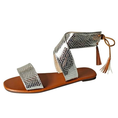 Alueeu ladies shoes casual Fashion Women Summer Lace-Up Beach Tassel Open Toe Breathable Sandals Shoes Silver 40
Alueeu ladies shoes casual Fashion Women Summer Lace-Up Beach Tassel Open Toe Breathable Sandals Shoes Silver 40