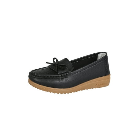 Woobling Womens Moccasins Bow Flats Slip On Loafers Women Boat Shoes Breathable Casual Shoe Wedges Non-slip Black 8.5
Woobling Womens Moccasins Bow Flats Slip On Loafers Women Boat Shoes Breathable Casual Shoe Wedges Non-slip Black 8.5