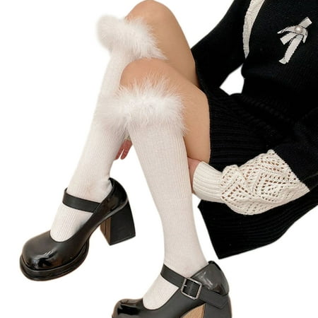 Women Japanese Style Calf Long Socks Cute Furry Fluffy Trim Patchwork Uniform Student Solid Color Winter Boots Stockings
Women Japanese Style Calf Long Socks Cute Furry Fluffy Trim Patchwork Uniform Student Solid Color Winter Boots Stockings