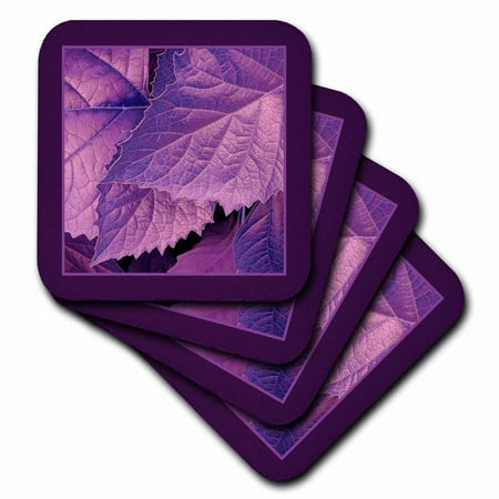 3dRose Eggplant and royal purple metallic leaves with purple frame Soft Coasters set of 4
3dRose Eggplant and royal purple metallic leaves with purple frame Soft Coasters set of 4