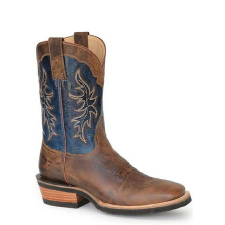 Men s Roper Ride Em Cowboy Leather GEO Sole Boots Handcrafted Tan