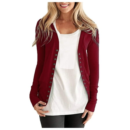 Roliyen Women s Fashion Solid Color Long-Sleeved Button Cardigan Loose Knit Jacket Coat
Roliyen Women s Fashion Solid Color Long-Sleeved Button Cardigan Loose Knit Jacket Coat