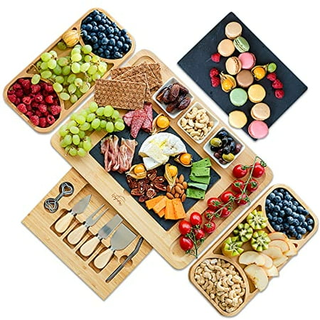 Large Charcuterie Board Set - Large Cheese Board And Knife Set Bamboo Cheese Board Housewarming Gift Cheese Board Set Cheese Platter Serving Trays (17.5 x13 ) (With 2x Serving Tray)
Large Charcuterie Board Set - Large Cheese Board And Knife Set Bamboo Cheese Board Housewarming Gift Cheese Board Set Cheese Platter Serving Trays (17.5 x13 ) (With 2x Serving Tray)