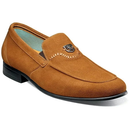 Men s Stacy Adams Quincy Moc Toe Bit Slip On Shoes Tan Suede 25602-244