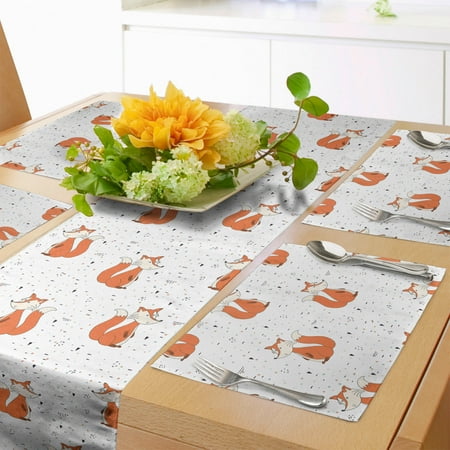 Fox Table Runner & Placemats Hand Drawn Foxes on Abstract Background with Colorful Dots and Swirls Set for Dining Table Decor Placemat 4 pcs + Runner 16 x90 Orange Seafoam Black by Ambesonne
Fox Table Runner & Placemats Hand Drawn Foxes on Abstract Background with Colorful Dots and Swirls Set for Dining Table Decor Placemat 4 pcs + Runner 16 x90 Orange Seafoam Black by Ambesonne