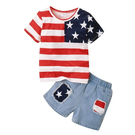 KIMI BEAR Infant Boys Outfits Summer Casual Independence Day Element Short-sleeved T-shirt + Ripped Denim Shorts 2PCs Set 12-18 Months Red+White+Blue
KIMI BEAR Infant Boys Outfits Summer Casual Independence Day Element Short-sleeved T-shirt + Ripped Denim Shorts 2PCs Set 12-18 Months Red+White+Blue