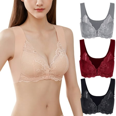 Spdoo Front Closure Lace Bra for WomenPlus Size Full Coverage Bra Pack of 3 Wine Red/Black/Gray 42
Spdoo Front Closure Lace Bra for WomenPlus Size Full Coverage Bra Pack of 3 Wine Red/Black/Gray 42