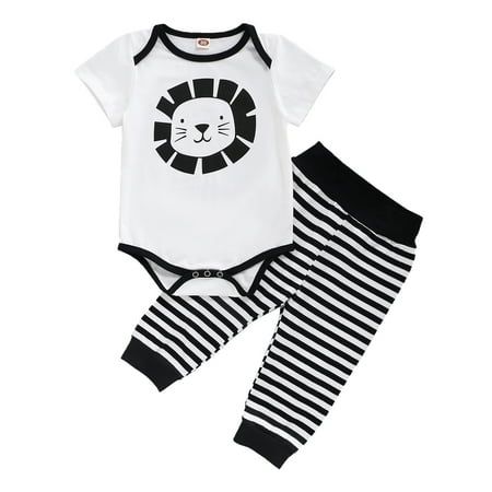 12 Months Baby Boy Casual Outfits Pants Sets 18 Months Short Sleeve Lion Romper Tops Elastic Stripe Pants 2PCS Set Black
12 Months Baby Boy Casual Outfits Pants Sets 18 Months Short Sleeve Lion Romper Tops Elastic Stripe Pants 2PCS Set Black