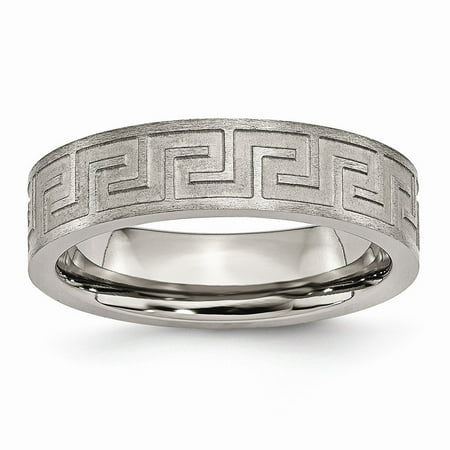 Chisel Titanium Greek Key 6 MM Satin Polished Wedding Band, Size 7