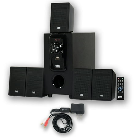 Acoustic Audio AA5150 Home Theater 5.1 Speaker System with FM Tuner and Bluetooth Multimedia