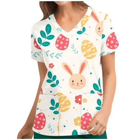 Womens Scrub Tops Easter Day V Neck Short Sleeve Nurse Working Uniforms Comfy Plus Size T Shirt Medical Tee
Womens Scrub Tops Easter Day V Neck Short Sleeve Nurse Working Uniforms Comfy Plus Size T Shirt Medical Tee