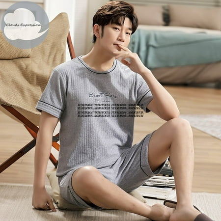 QWZNDZGR Summer New Knitted Cotton Short Sleeve Men Pajamas Sets Male Pajama Set Letter Pajama For Men Sleepwear Suit Homewear Size XXXXL
QWZNDZGR Summer New Knitted Cotton Short Sleeve Men Pajamas Sets Male Pajama Set Letter Pajama For Men Sleepwear Suit Homewear Size XXXXL