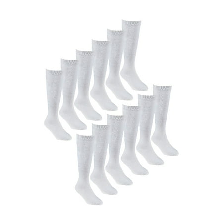 12 Pair Multipack Girls Knee High Bamboo Socks | Sock Snob | Soft Plain Long School Socks for Kids