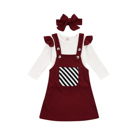 Jkerther Toddler Baby Girls Casual Three Piece Striped Skirt Set Ruffle Long Sleeve T-Shirt Top + Suspender Skirt + Headwear
Jkerther Toddler Baby Girls Casual Three Piece Striped Skirt Set Ruffle Long Sleeve T-Shirt Top + Suspender Skirt + Headwear