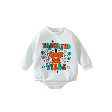 Thanksgiving Infant Baby Boys Girls Romper Long Sleeve Round Neck Cartoon Pumpkin Letter Print Jumpsuit
Thanksgiving Infant Baby Boys Girls Romper Long Sleeve Round Neck Cartoon Pumpkin Letter Print Jumpsuit