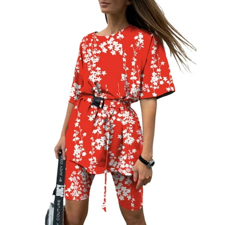 Glonme Ladies Lounge Sets Short Sleeve T-shirt Sleepwear Crew Neck Nightwear Sleep Tunic Pajamas Baggy Floral Print Loungwear Red M
Glonme Ladies Lounge Sets Short Sleeve T-shirt Sleepwear Crew Neck Nightwear Sleep Tunic Pajamas Baggy Floral Print Loungwear Red M