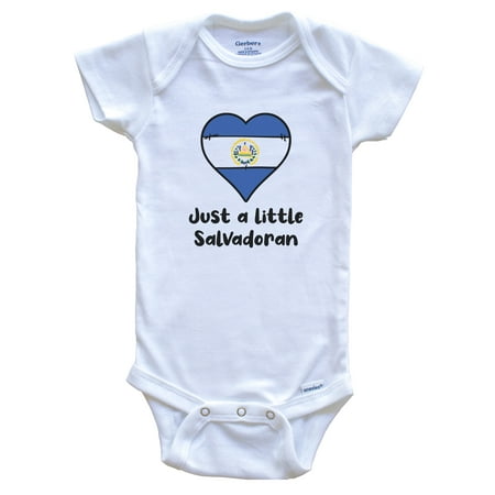 Just A Little Salvadoran El Salvador Flag Heart Baby Bodysuit