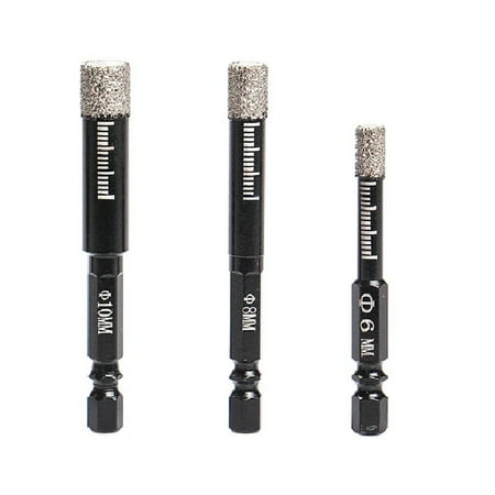 3Pcs 6/8/10/mm Hex Handle Vacuum Brazed Diamond Dry Drill Bits Hole Saw Cutter for Granite Marble Ceramic Tile Glass
3Pcs 6/8/10/mm Hex Handle Vacuum Brazed Diamond Dry Drill Bits Hole Saw Cutter for Granite Marble Ceramic Tile Glass