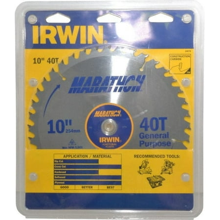 Irwin 10 Diam 5/8 Arbor Hole Diam 40 Tooth Wet & Dry Cut Saw Blade