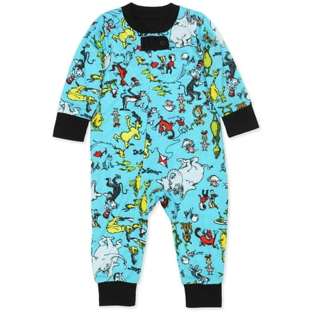 

Dr. Seuss Grinch Cat in the Hat Infant Toddler Footless Sleeper Pajamas (6-9 Months Blue)