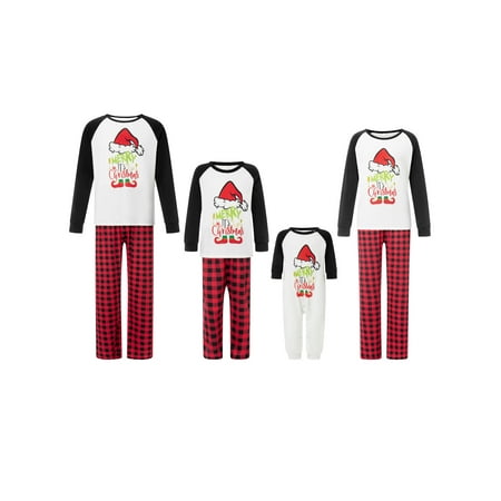 Family Matching Christmas Pajamas Set Cartoon Hat Letter Print Long-Sleeved Tops + Plaid Pattern Trousers Sleepwear
Family Matching Christmas Pajamas Set Cartoon Hat Letter Print Long-Sleeved Tops + Plaid Pattern Trousers Sleepwear